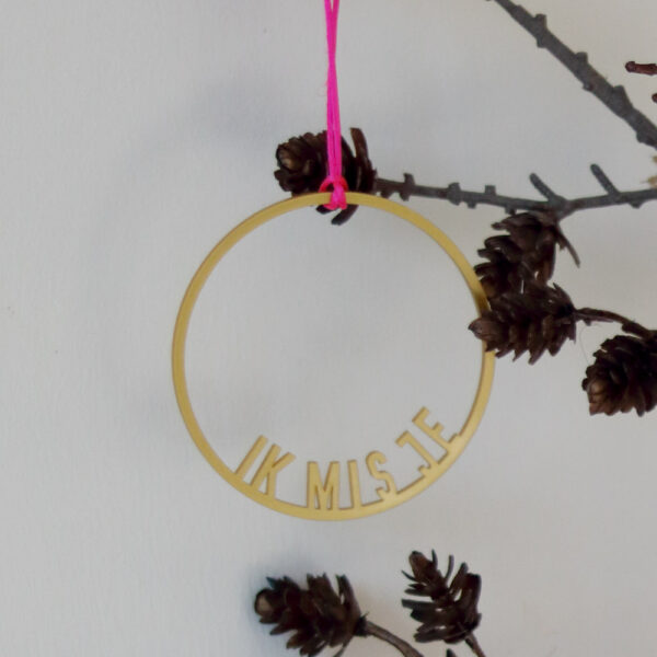 Hanger 'Ik mis je' goud